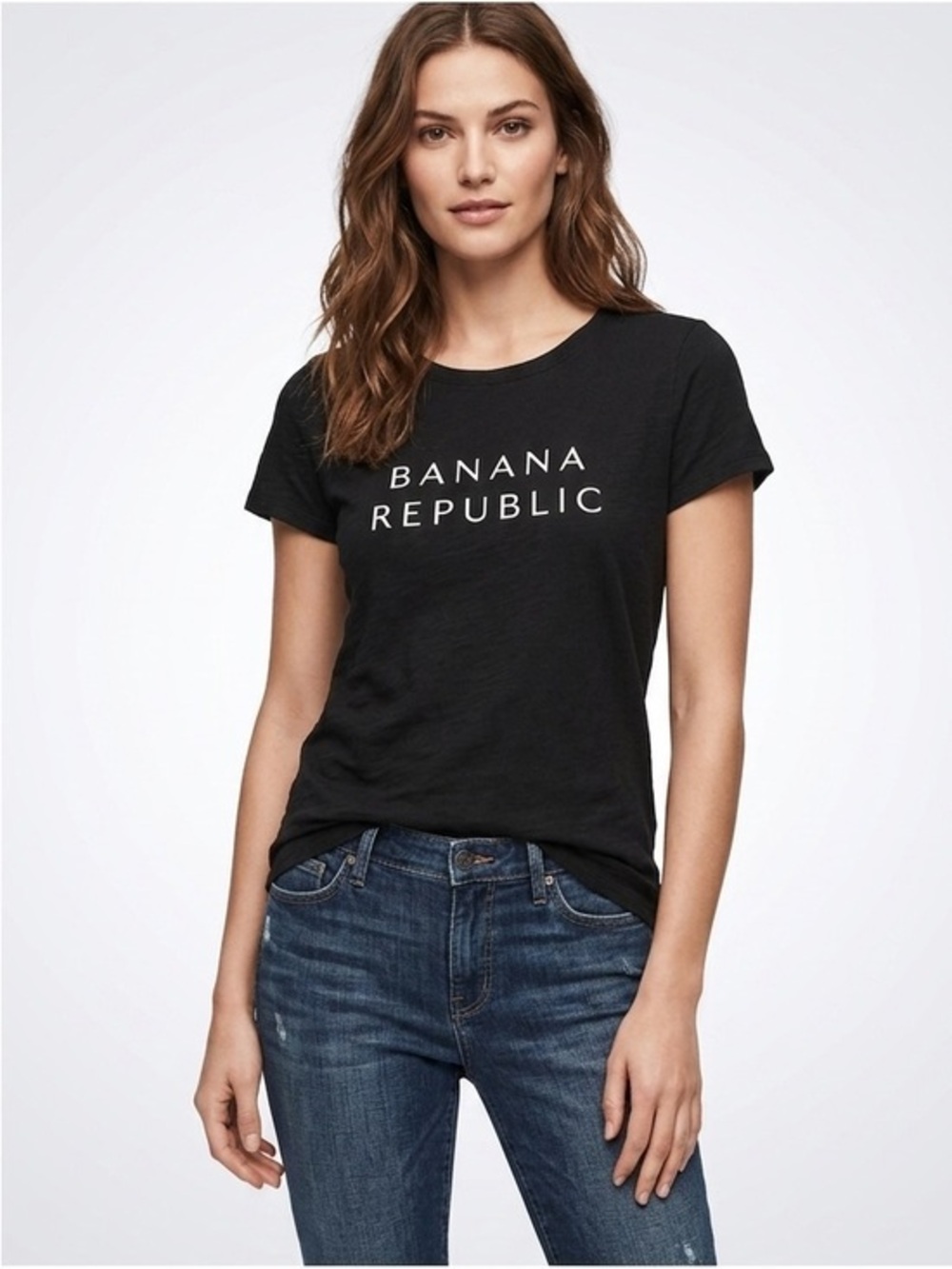 Banana Republic Black Crewneck Thin T-Shirt Size Extra Small Cotton
